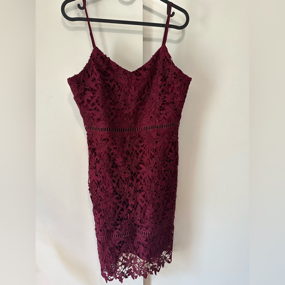 Maroon lace spaghetti strap dress. Like new! Worn 1x